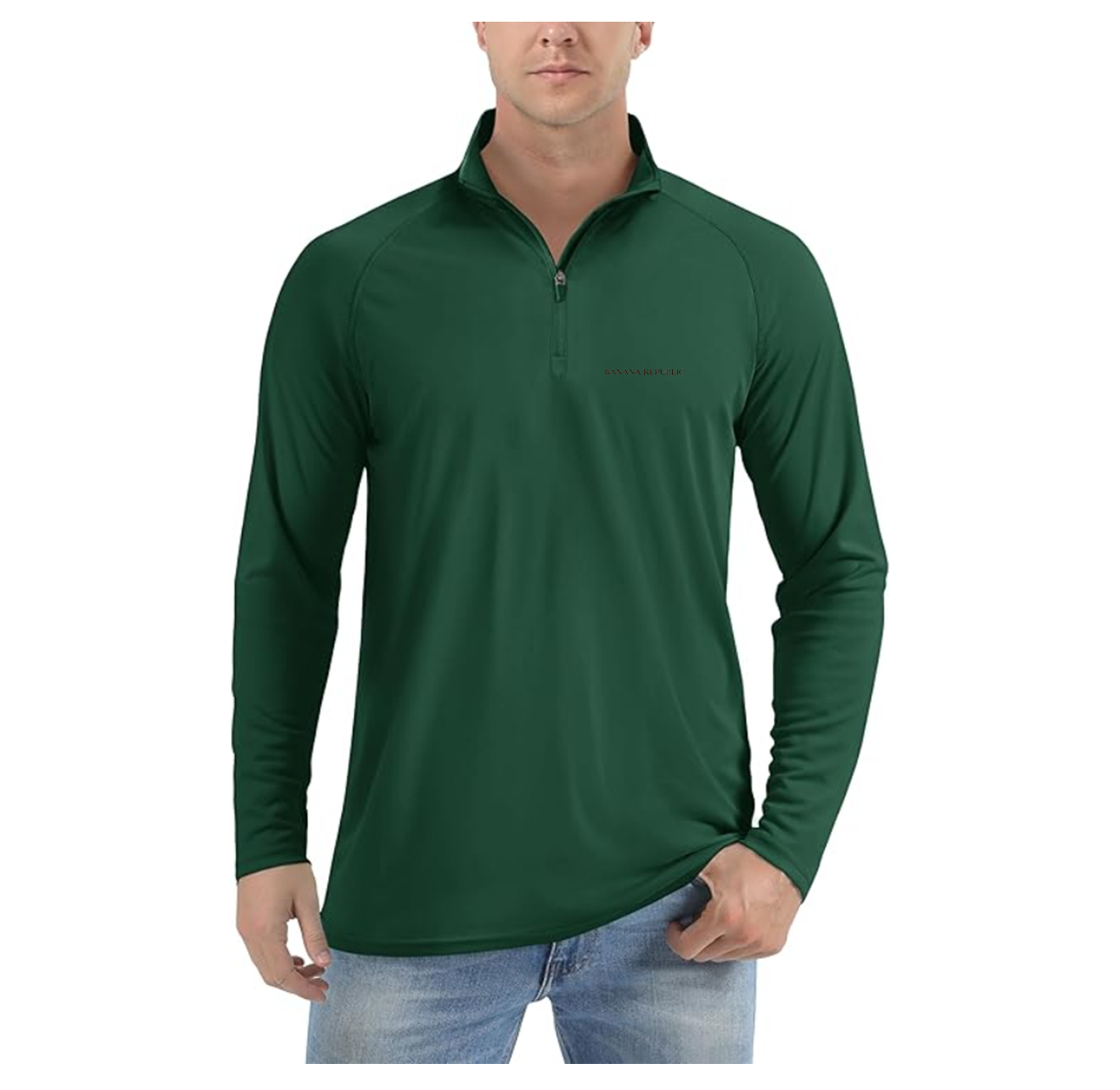 Men's Banana Republic Lightweight Quarter-Zip Athletic Shirt Long Sleeve Performance Wear