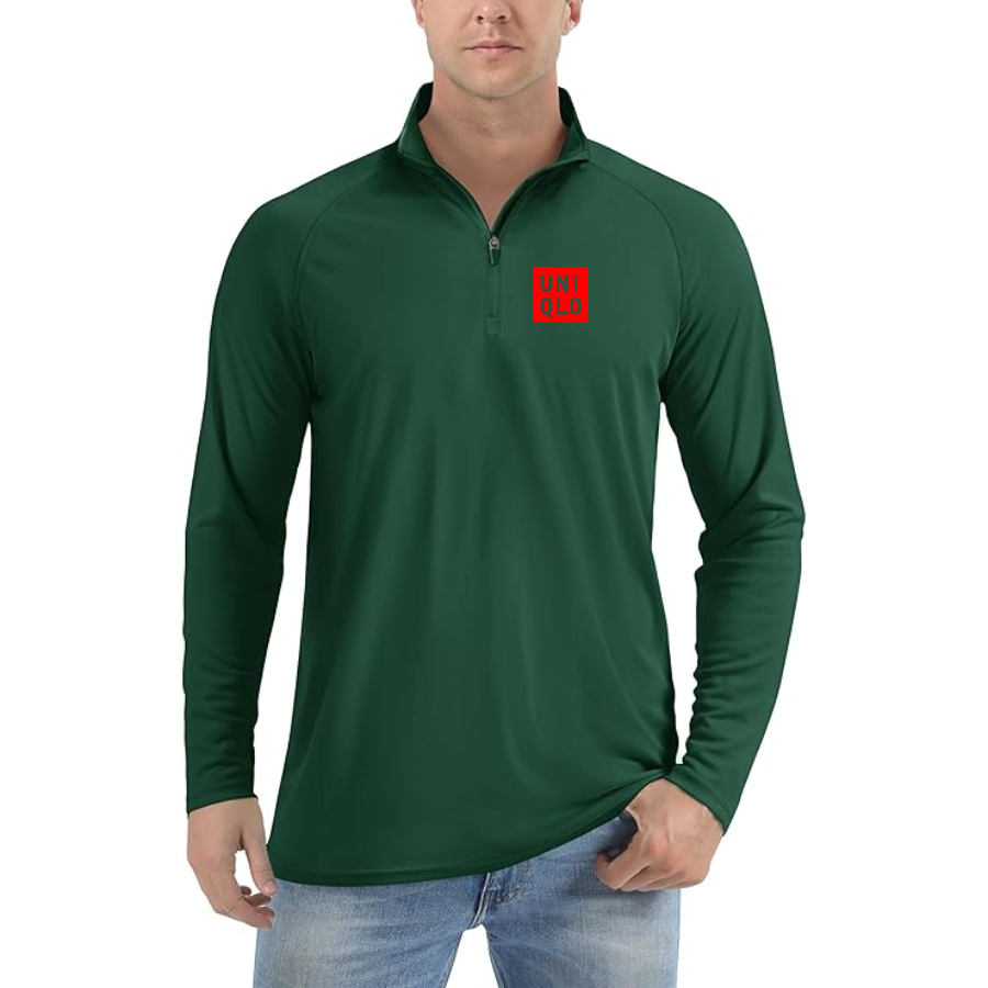 Men's Uniqlo Logo  Lightweight Quarter-Zip Athletic Shirt Long Sleeve Performance Wear