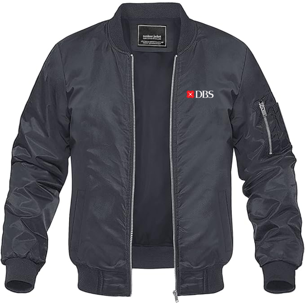 Men's DBS Bank Logo Lightweight Bomber Jacket Windbreaker Softshell Varsity Jacket Coat