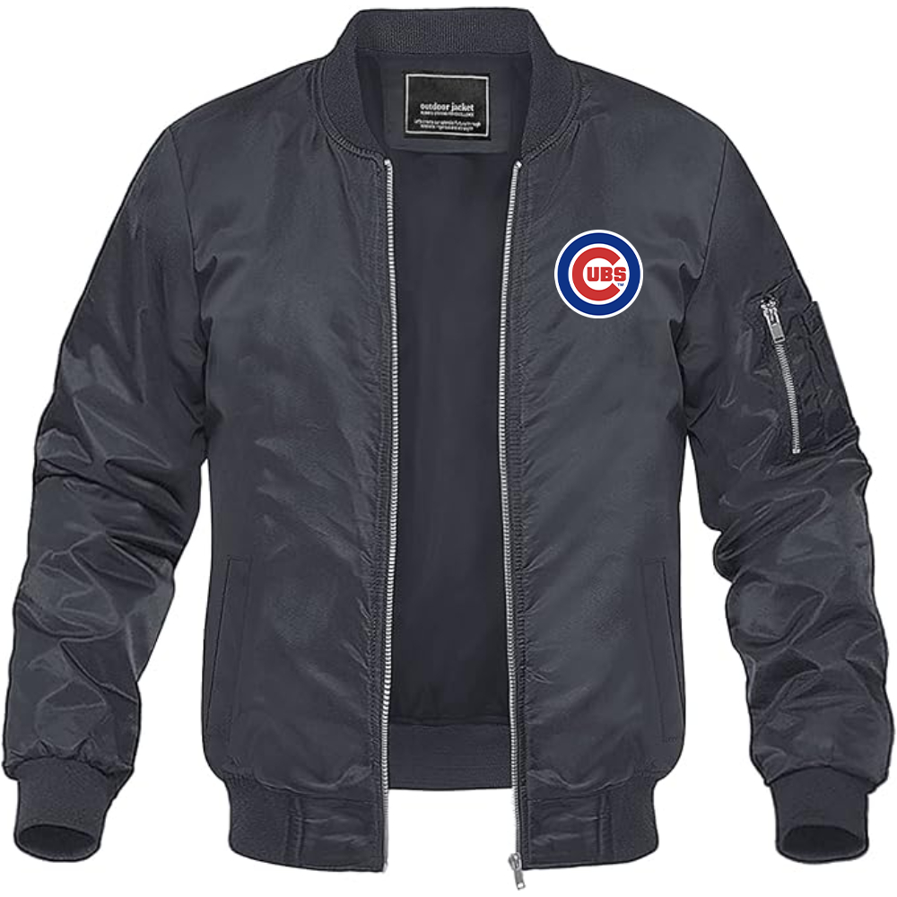 Men's Chicago Cubs Logo Lightweight Bomber Jacket Windbreaker Softshell Varsity Jacket Coat