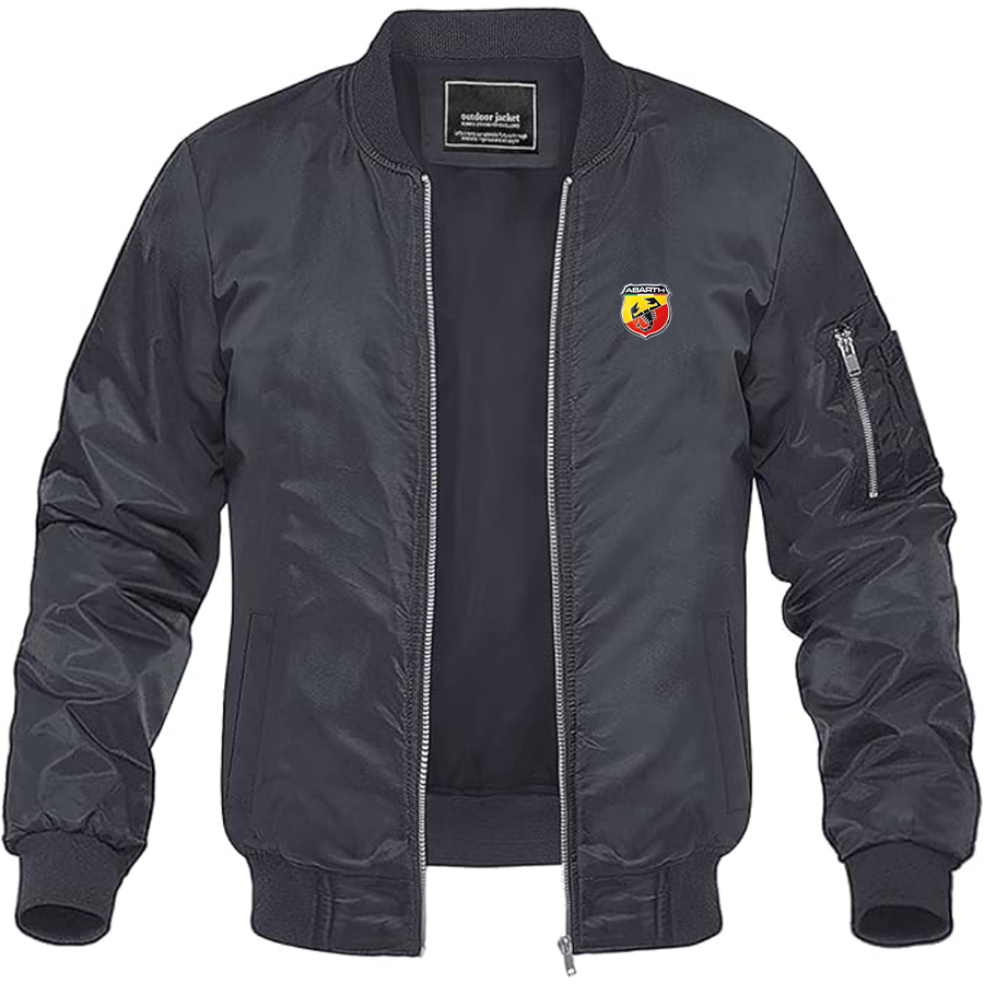 Men's Abarth Logo Lightweight Bomber Jacket Windbreaker Softshell Varsity Jacket Coat