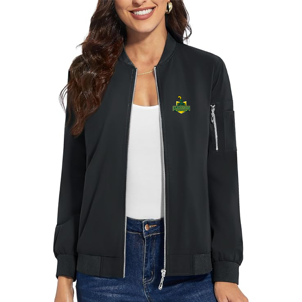 Women's  Clarkson Golden Knights Premium Bomber Jacket with Polished Detailing and Functional Sleeve Pocket Modern Luxury Outerwear