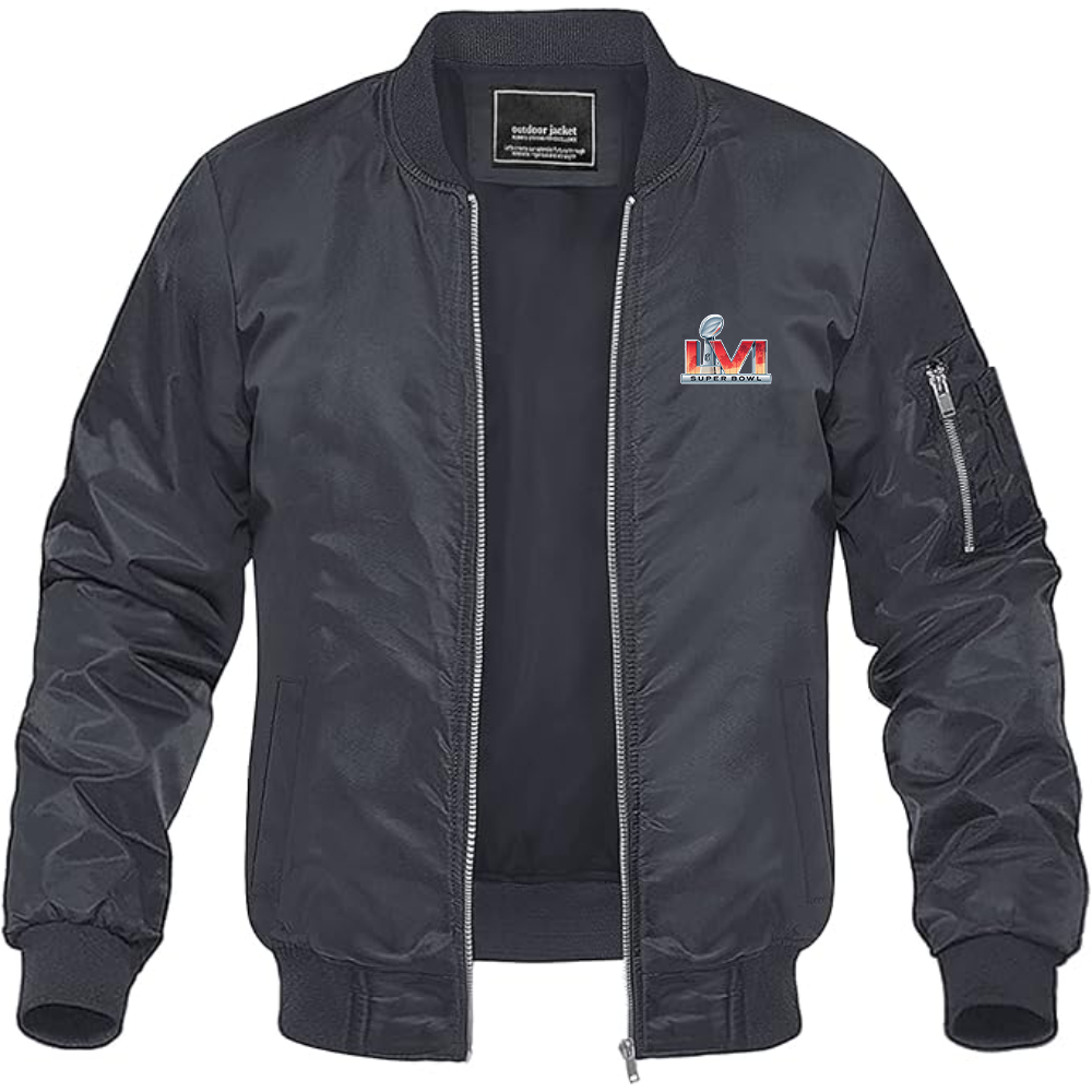 Men's Superbowl LVI Logo  Lightweight Bomber Jacket Windbreaker Softshell Varsity Jacket Coat