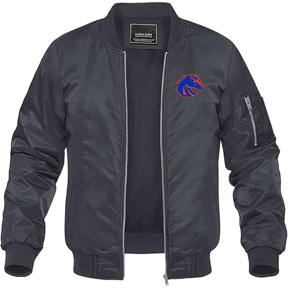 Men's Boise State Broncos  Lightweight Bomber Jacket Windbreaker Softshell Varsity Jacket Coat