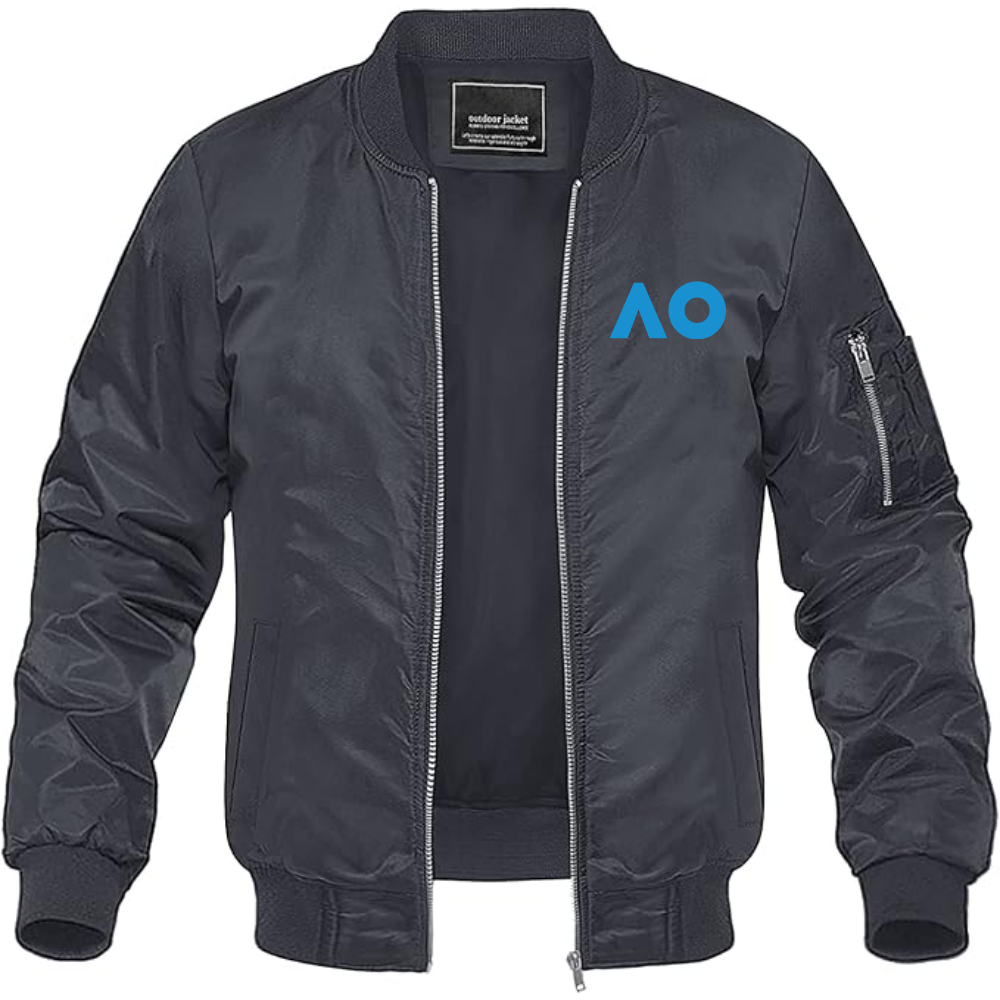 Men's Australian Open Logo Lightweight Bomber Jacket Windbreaker Softshell Varsity Jacket Coat