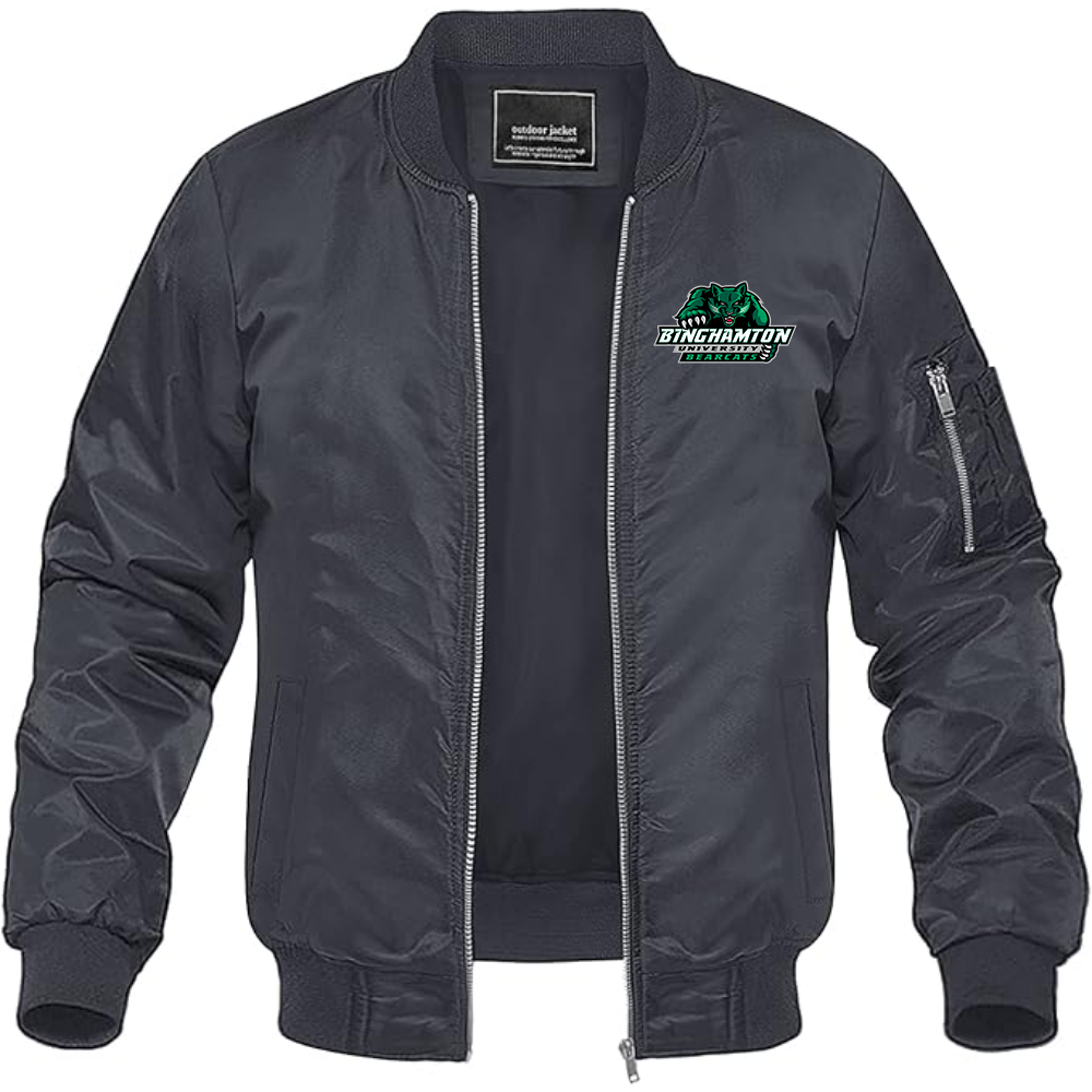 Men's  Binghamton Bearcats Lightweight Bomber Jacket Windbreaker Softshell Varsity Jacket Coat