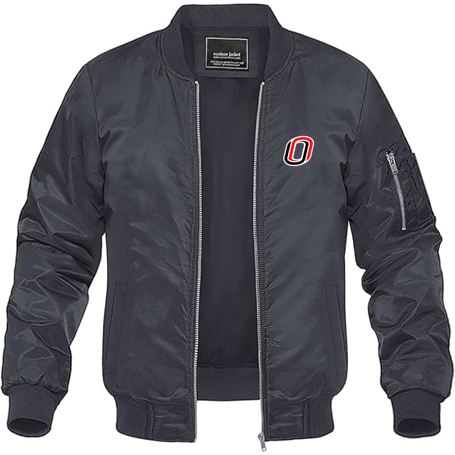 Men's Nebraska Omaha Mavericks Logo Lightweight Bomber Jacket Windbreaker Softshell Varsity Jacket Coat