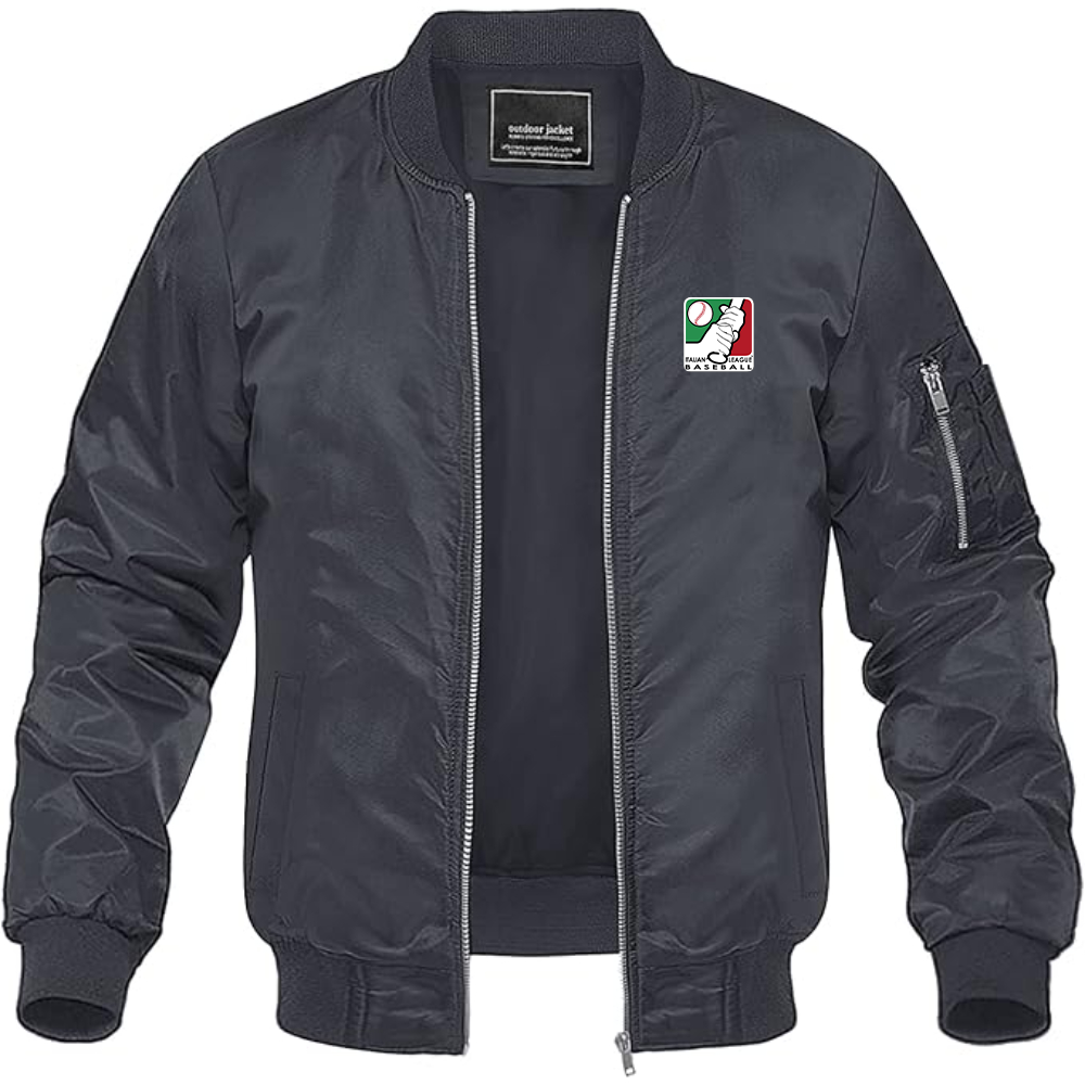 Men's  Italian Baseball League Logo Lightweight Bomber Jacket Windbreaker Softshell Varsity Jacket Coat