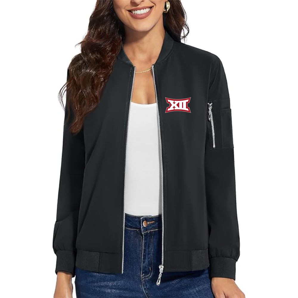 Women's Big 12 Conference  Premium Bomber Jacket with Polished Detailing and Functional Sleeve Pocket Modern Luxury Outerwear