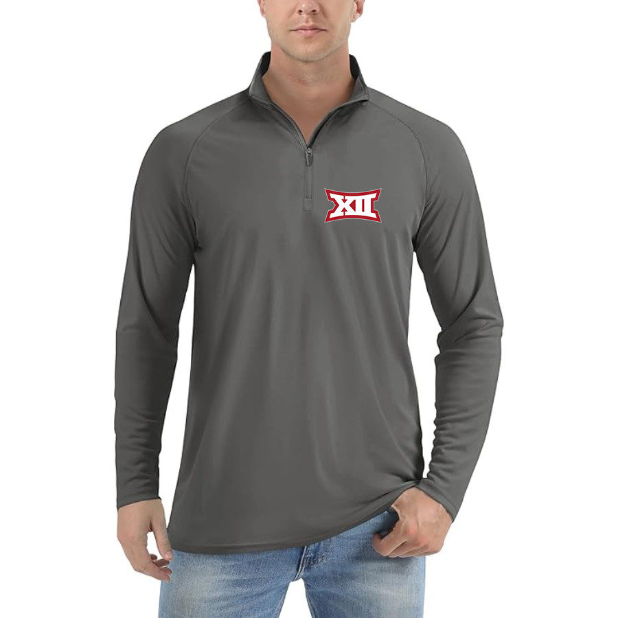 Men's Big 12 Conference Lightweight Quarter-Zip Athletic Shirt Long Sleeve Performance Wear
