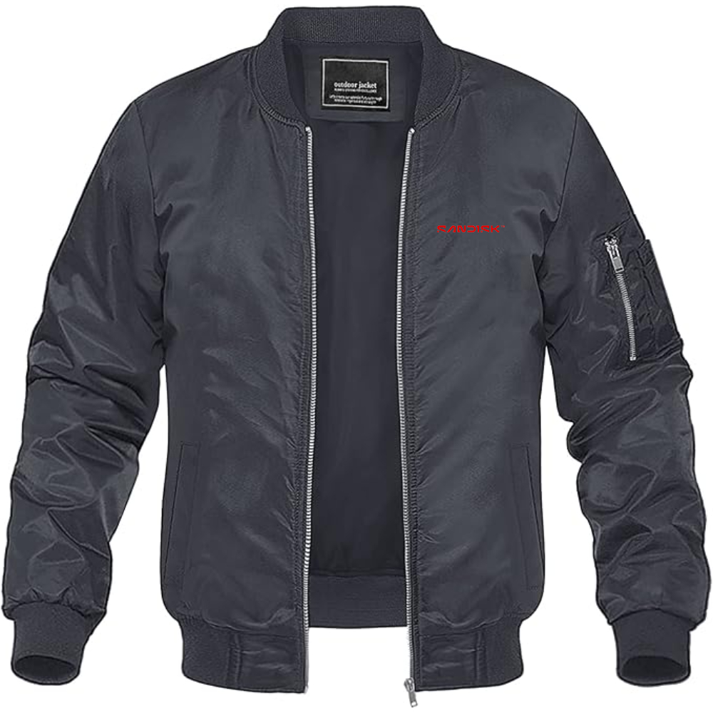 Men's SanDisk Logo  Lightweight Bomber Jacket Windbreaker Softshell Varsity Jacket Coat