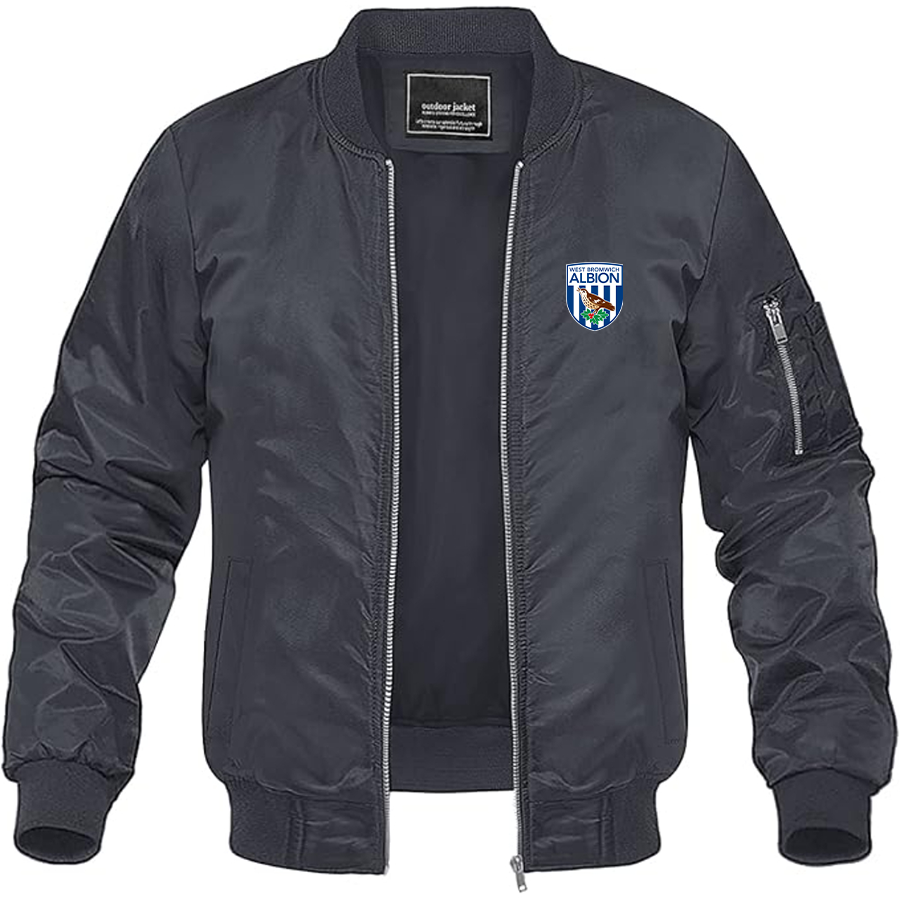 Men's West Bromwich Albion Soccer Lightweight Bomber Jacket Windbreaker Softshell Varsity Jacket Coat