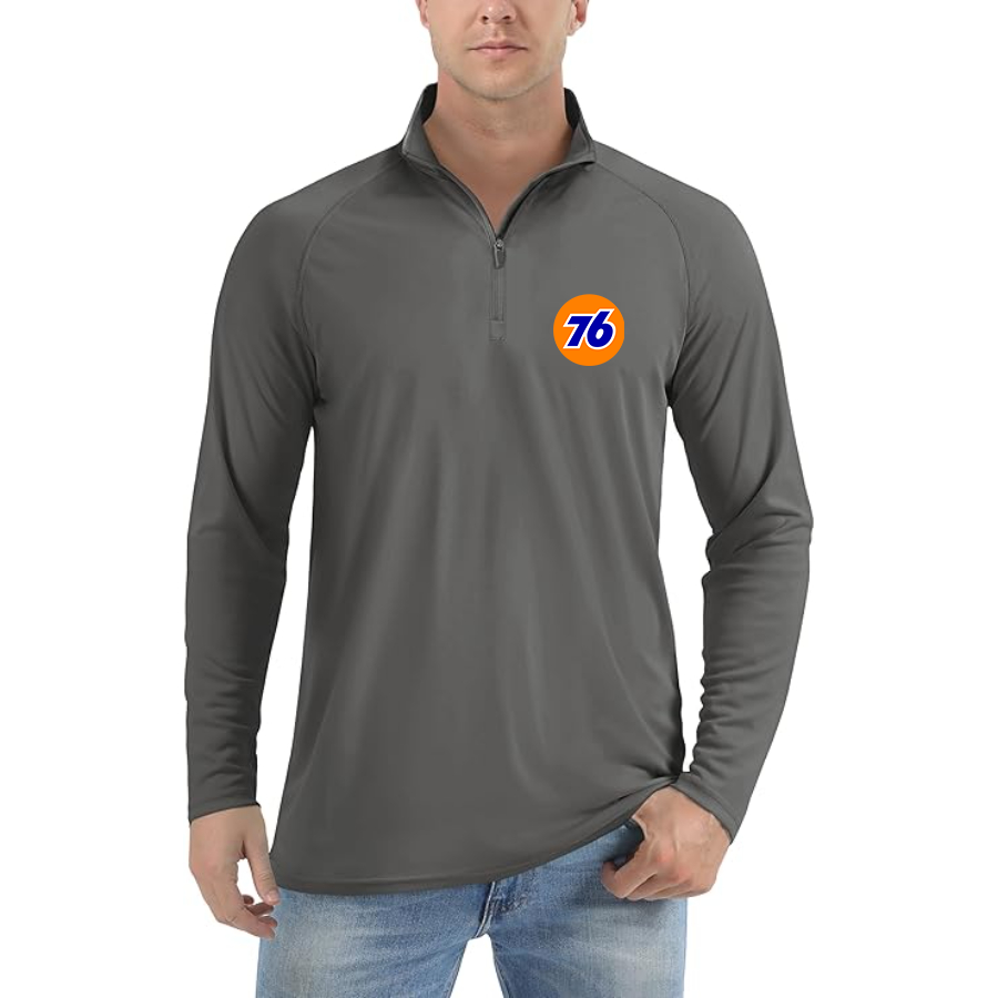 Men's 76 Gas Station  Lightweight Quarter-Zip Athletic Shirt Long Sleeve Performance Wear