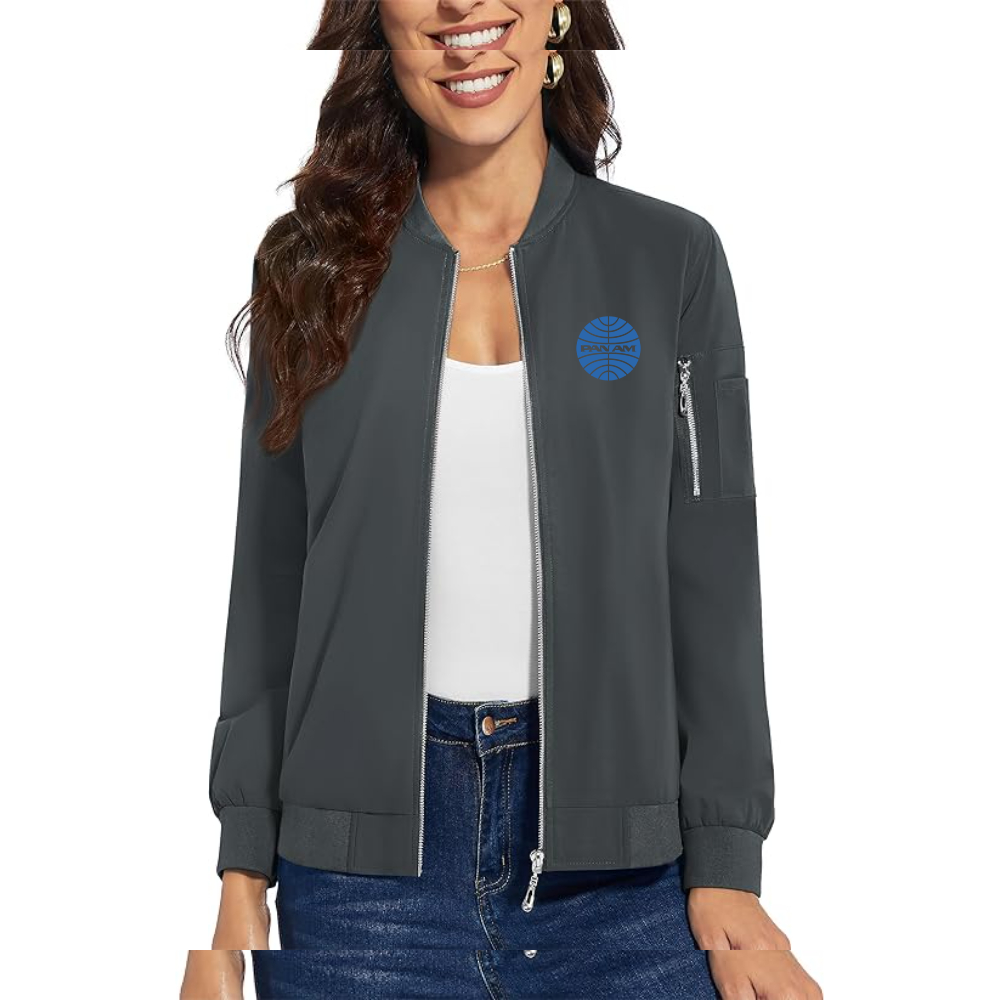 Women's Pan Am Premium Bomber Jacket with Polished Detailing and Functional Sleeve Pocket Modern Luxury Outerwear