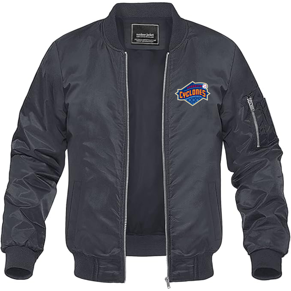 Men's  Brooklyn Cyclones Logo Lightweight Bomber Jacket Windbreaker Softshell Varsity Jacket Coat