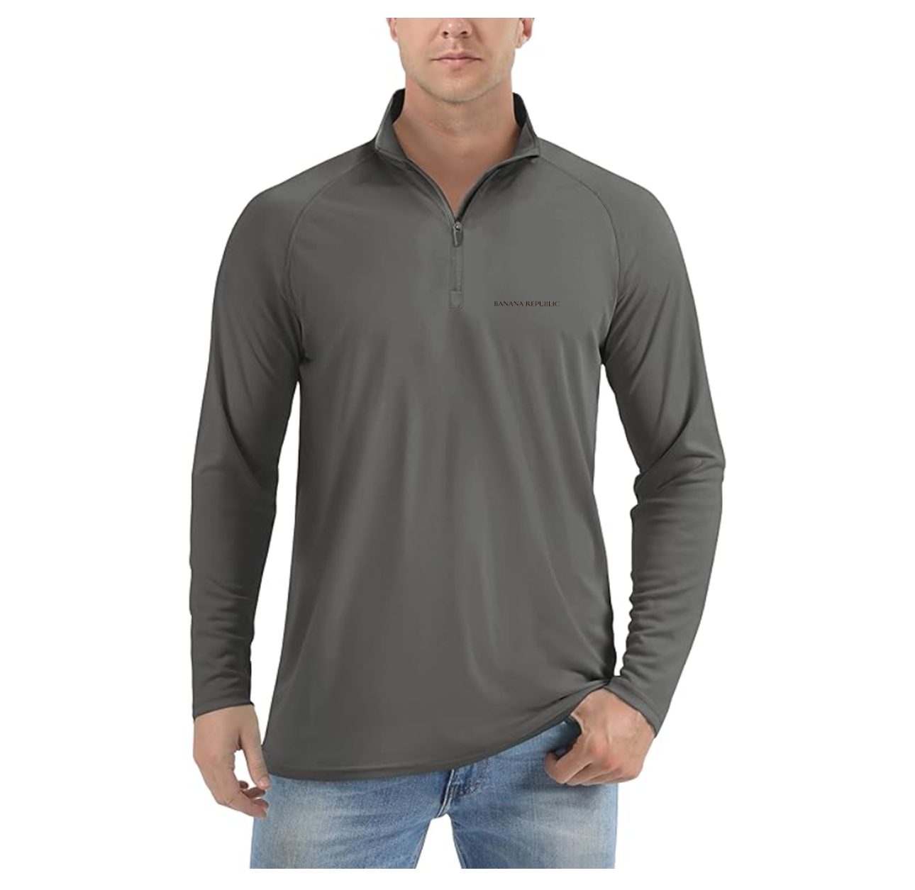 Men's Banana Republic Lightweight Quarter-Zip Athletic Shirt Long Sleeve Performance Wear