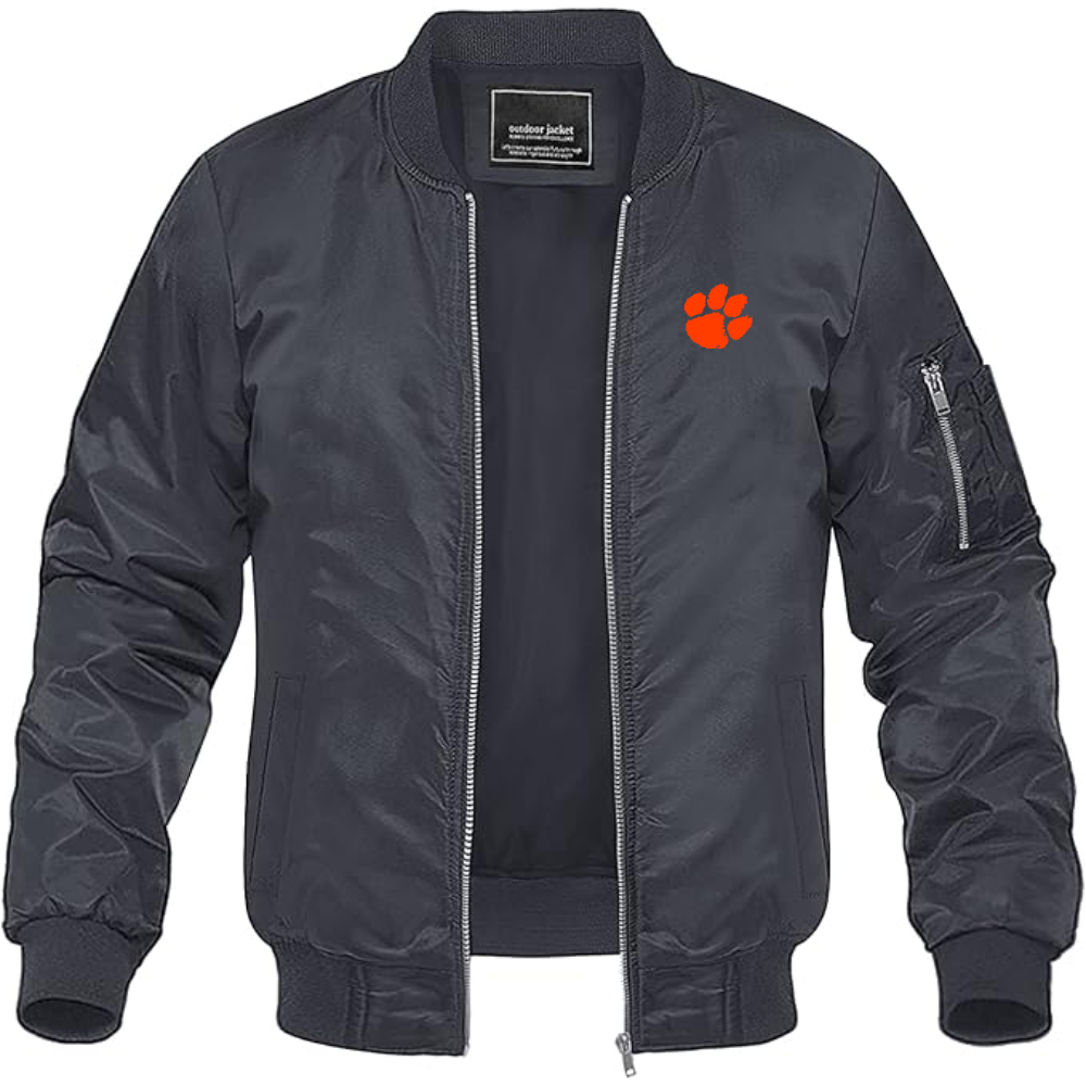 Men's Clemson Tigers Lightweight Bomber Jacket Windbreaker Softshell Varsity Jacket Coat