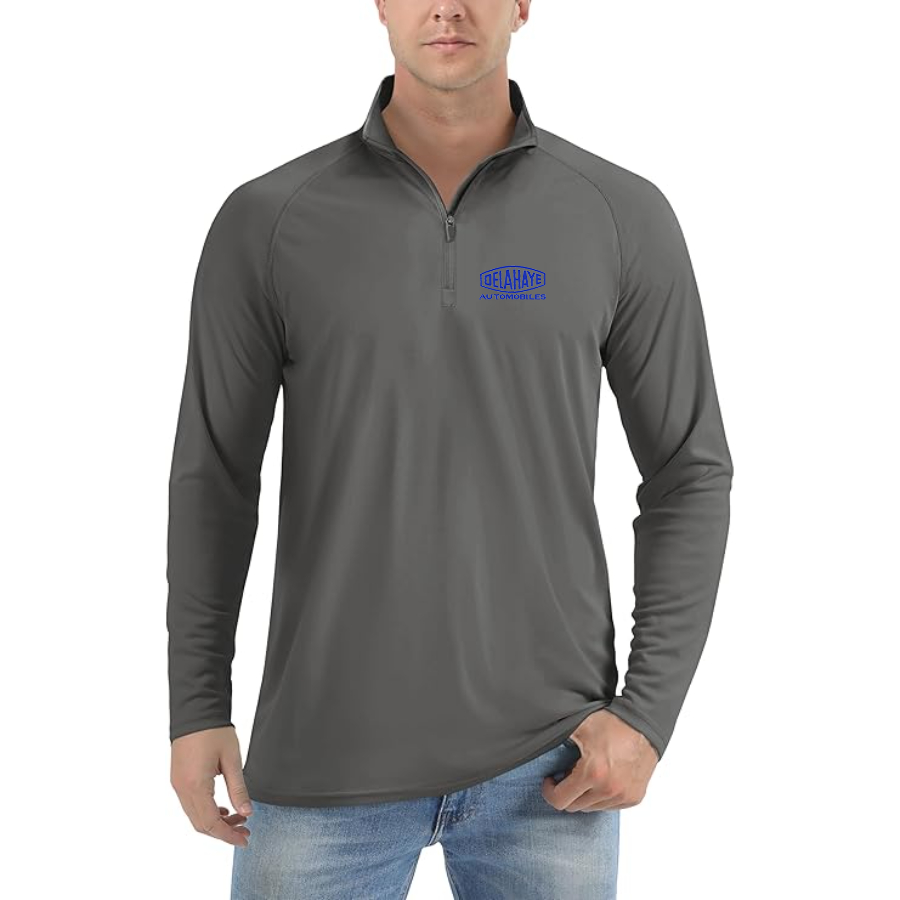 Men's Delahaye Logo  Lightweight Quarter-Zip Athletic Shirt Long Sleeve Performance Wear