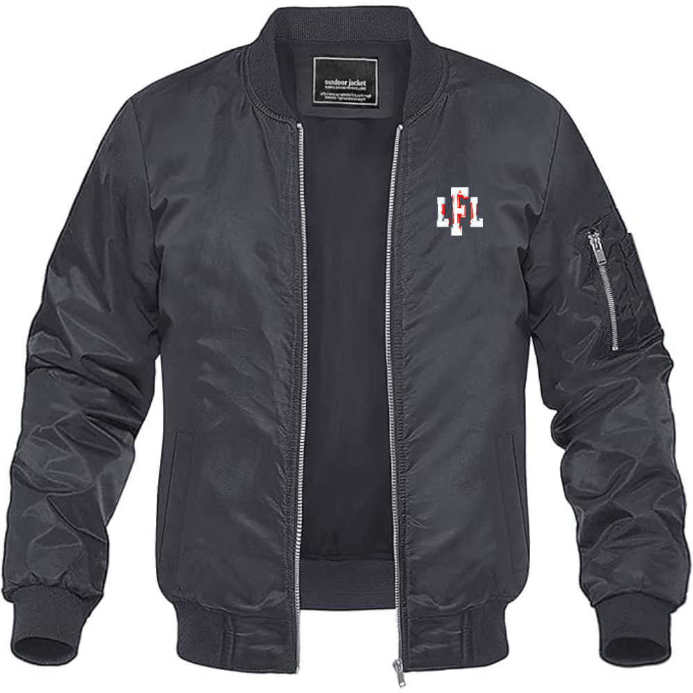 Men's LFL Canada Logo Lightweight Bomber Jacket Windbreaker Softshell Varsity Jacket Coat