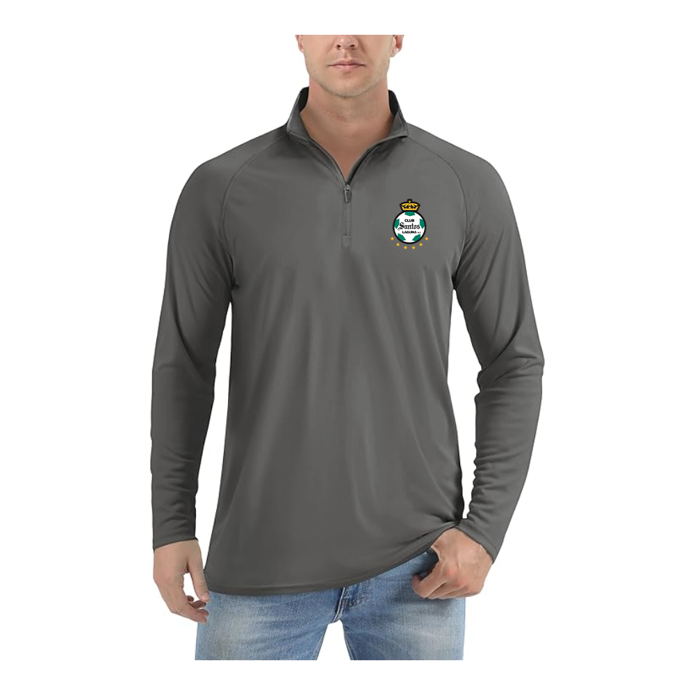 Men's Santos Laguna Soccer  Lightweight Quarter-Zip Athletic Shirt Long Sleeve Performance Wear