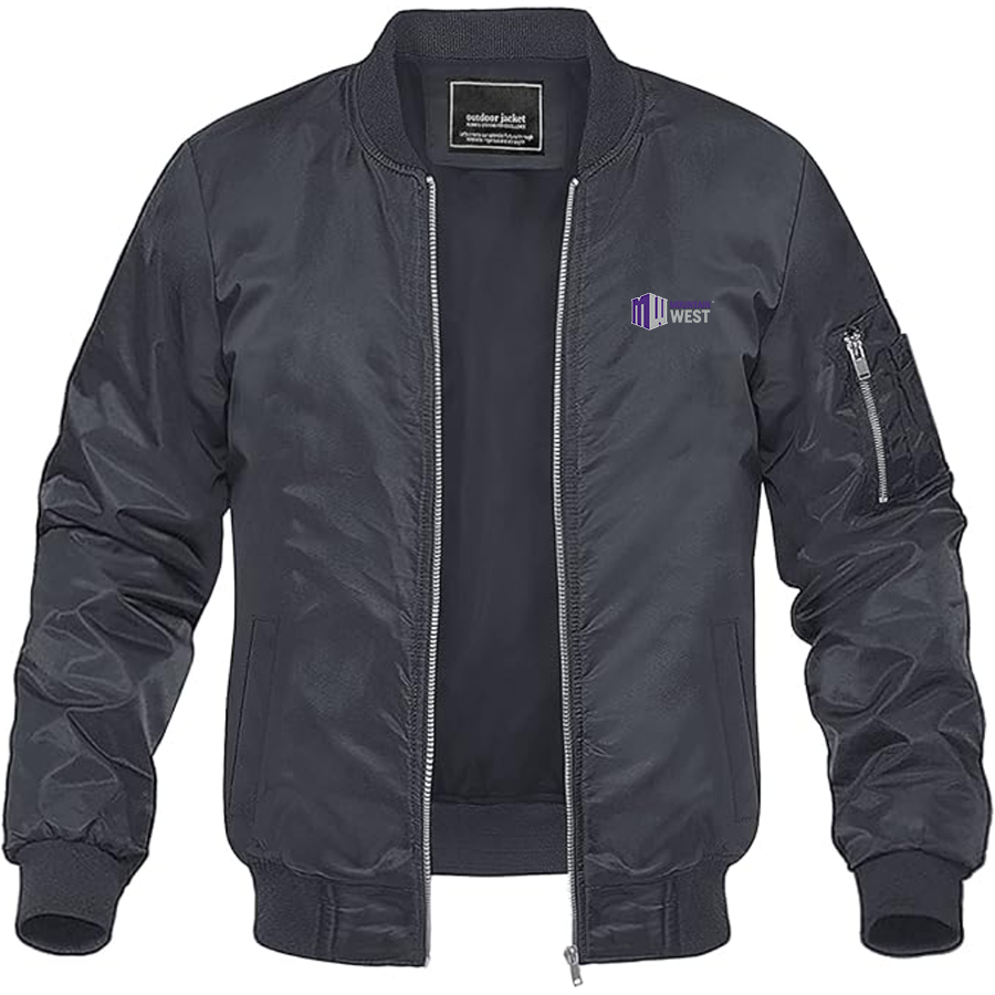 Men's Mountain West Conference  Logo Lightweight Bomber Jacket Windbreaker Softshell Varsity Jacket Coat