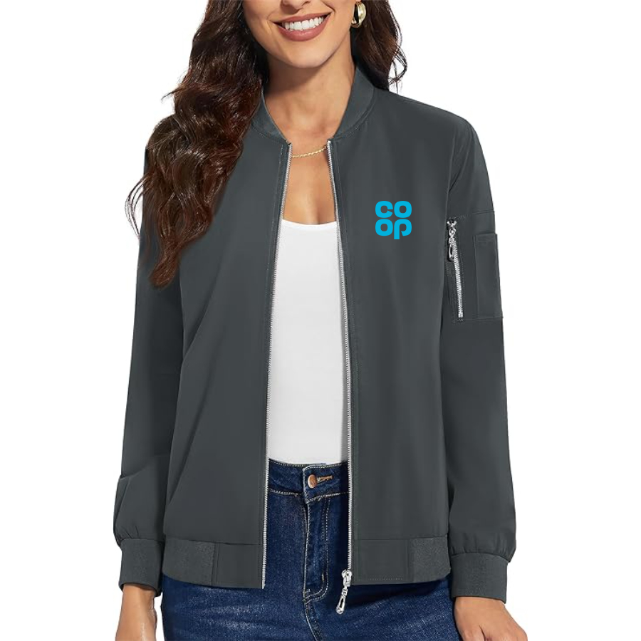Women's  CoOp Premium Bomber Jacket with Polished Detailing and Functional Sleeve Pocket Modern Luxury Outerwear