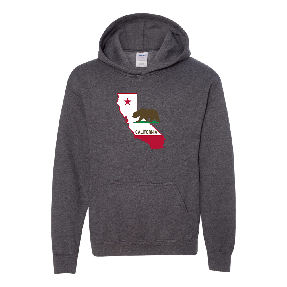 Youth  California Bear Map Gildan Heavy Blend  Hooded Sweatshirt