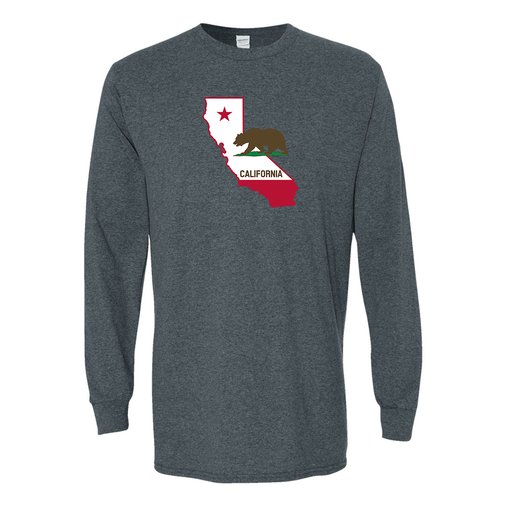 Men's  California Bear Map Gildan Heavy Cotton Long Sleeve T-Shirt