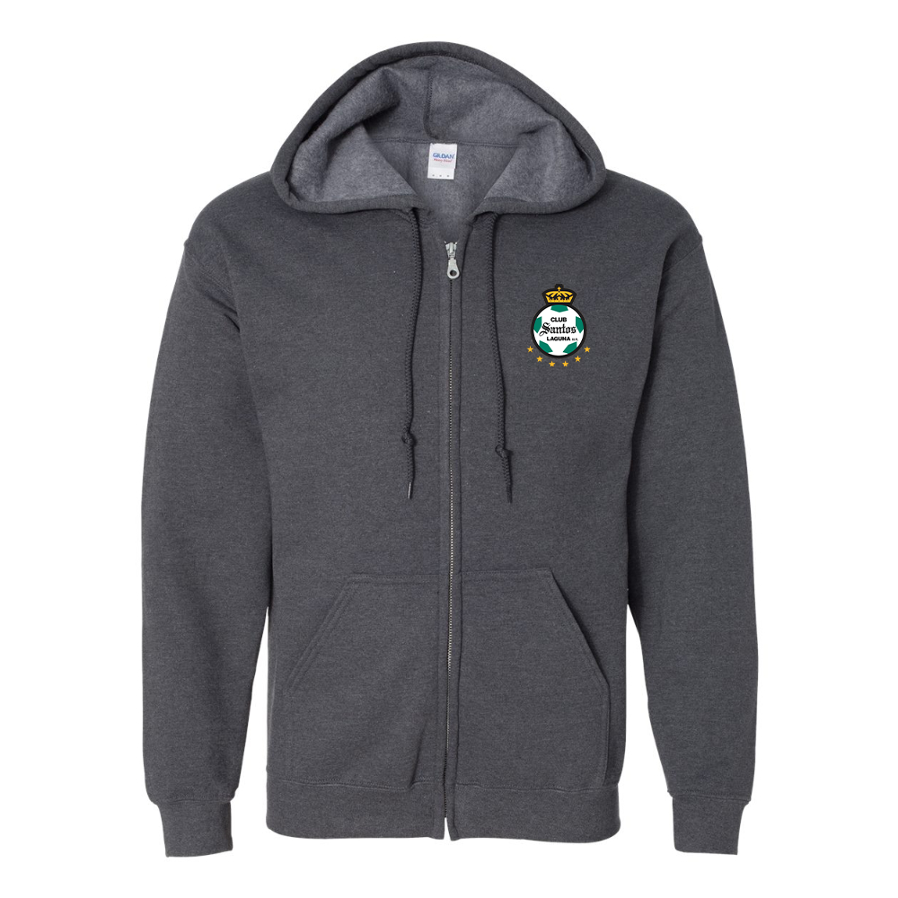 Men's Santos Laguna Soccer Gildan  Heavy Blend Full Zip Hooded Sweatshirt