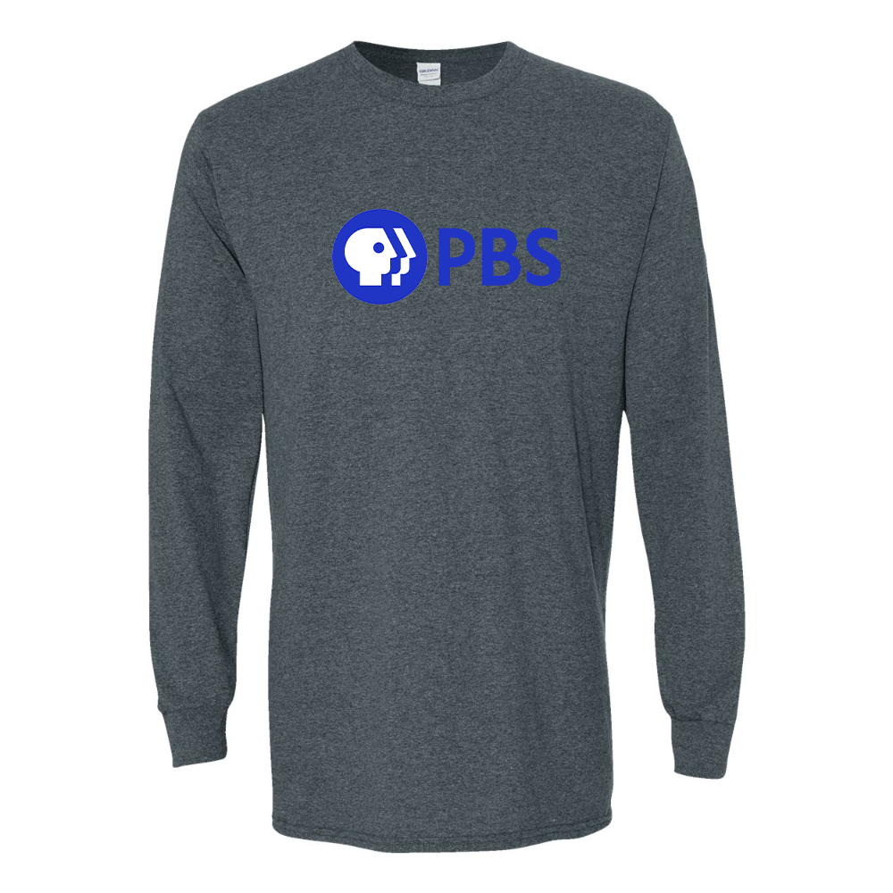 Men's PBS Blue Gildan Heavy Cotton Long Sleeve T-Shirt