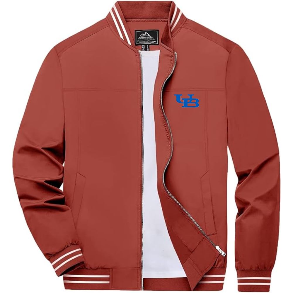 Men's Buffalo Bulls   Lightweight Zip-Up Bomber Jacket with Ribbed Collar and Cuffs Versatile Casual Outerwear