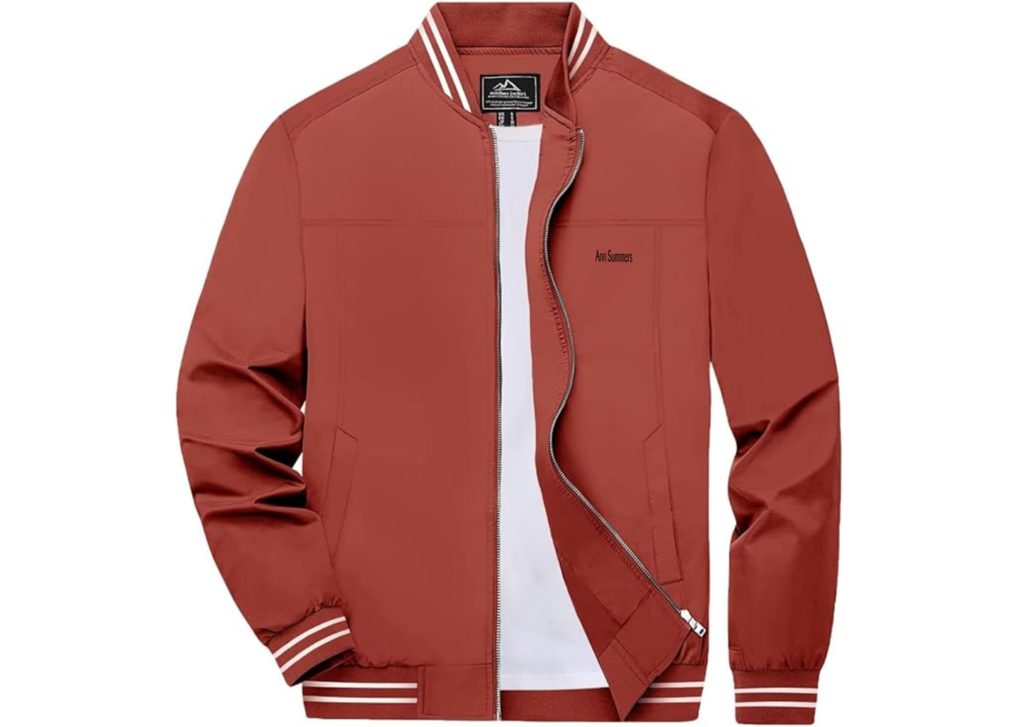 Men's Ann Summers Lightweight Zip-Up Bomber Jacket with Ribbed Collar and Cuffs Versatile Casual Outerwear