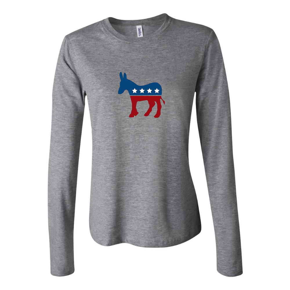 BELLA CANVAS Women’s Democrat Election Symbol Jersey Long Sleeve Tee