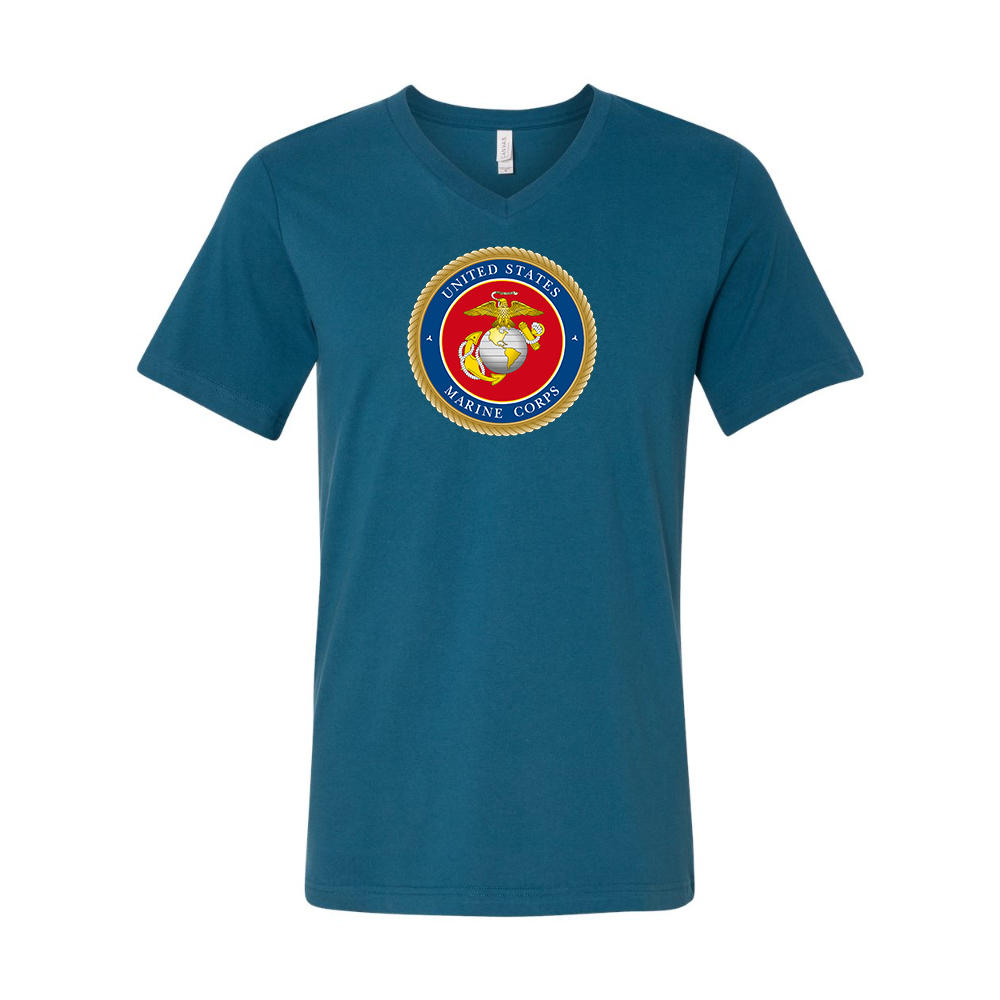 USMC Emblem BELLA  CANVAS - Jersey V-Neck T-Shirt