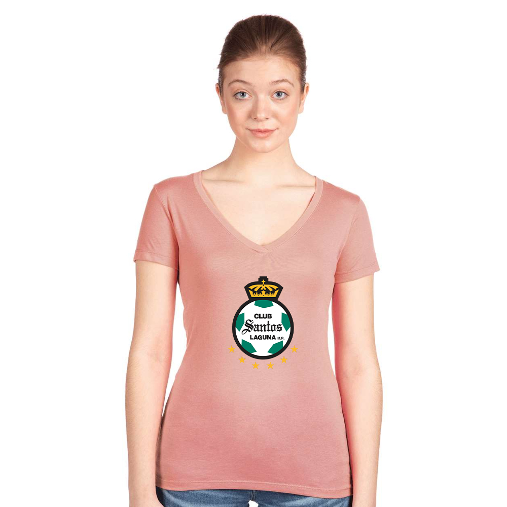 Women's Santos Laguna Soccer  Next Level V-Neck T-Shirt