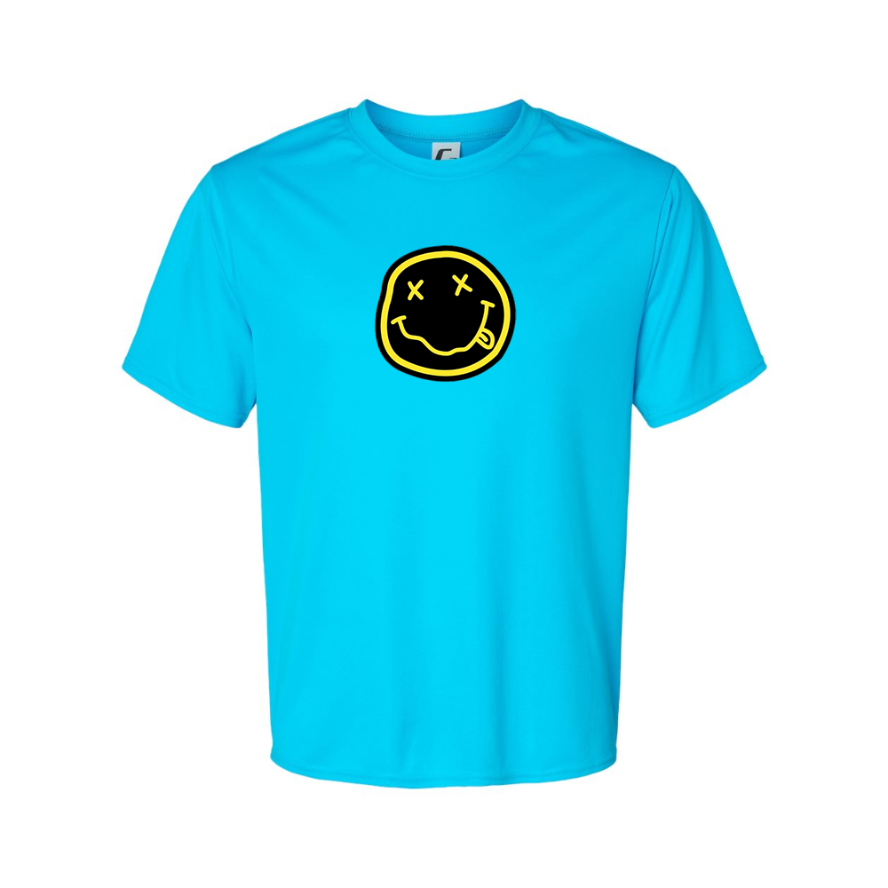 Men's Nirvana Yellow and Black Face Performance T-Shirt
