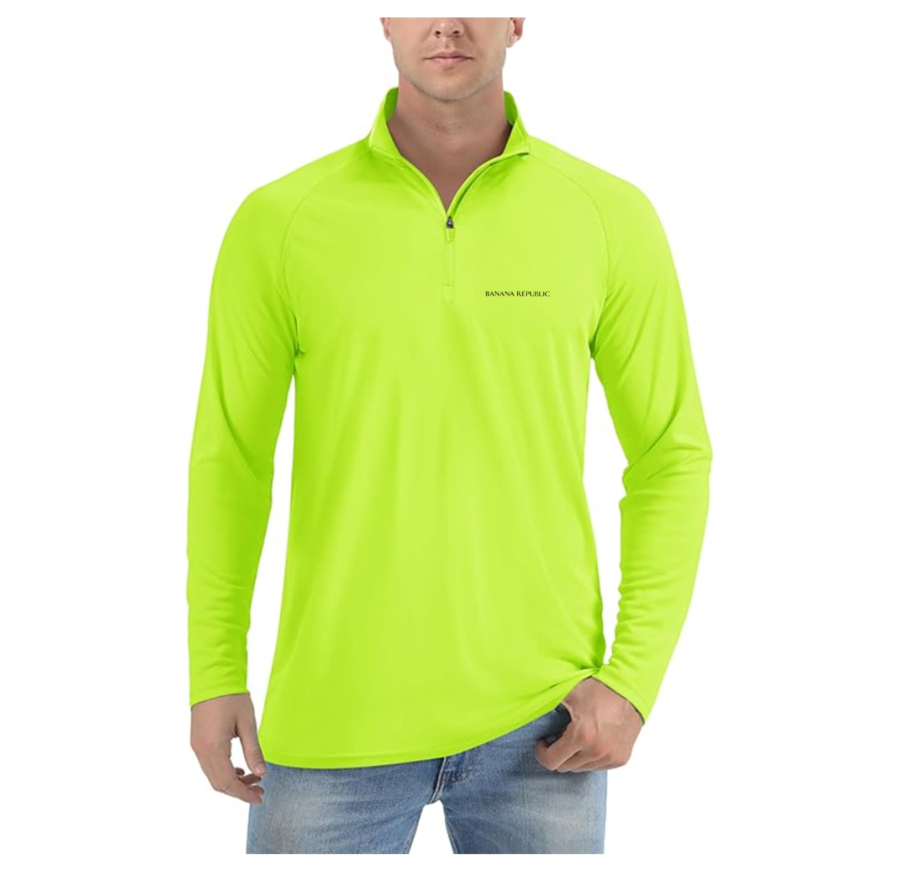Men's Banana Republic Lightweight Quarter-Zip Athletic Shirt Long Sleeve Performance Wear