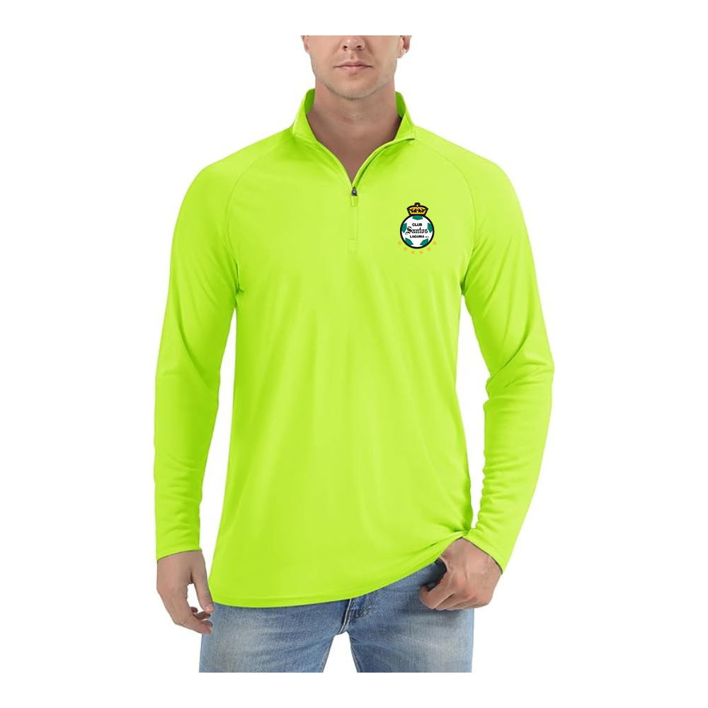 Men's Santos Laguna Soccer  Lightweight Quarter-Zip Athletic Shirt Long Sleeve Performance Wear