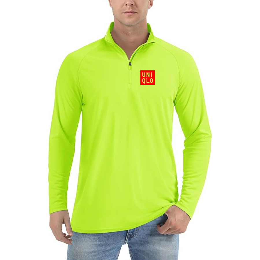 Men's Uniqlo Logo  Lightweight Quarter-Zip Athletic Shirt Long Sleeve Performance Wear