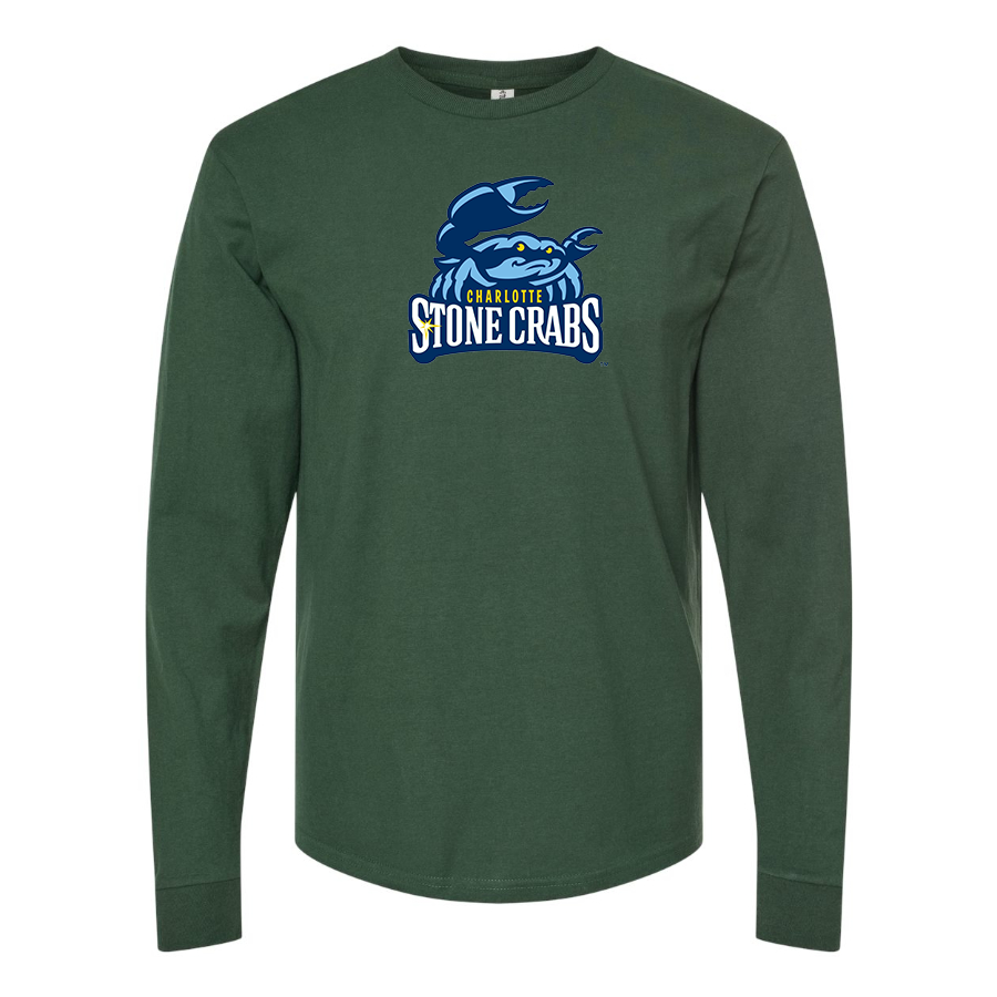 Men's Charlotte Stone Crabs Logo Cotton Long Sleeve T-Shirt