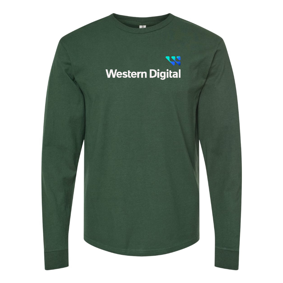 Men's Western Digital Logo Cotton Long Sleeve T-Shirt