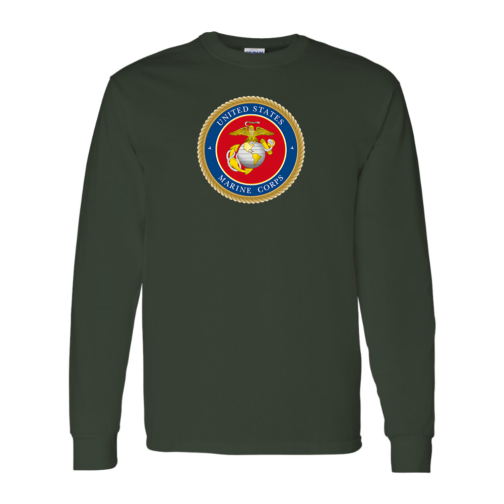 Men's  USMC Emblem  Gildan Heavy Cotton Long Sleeve T-Shirt