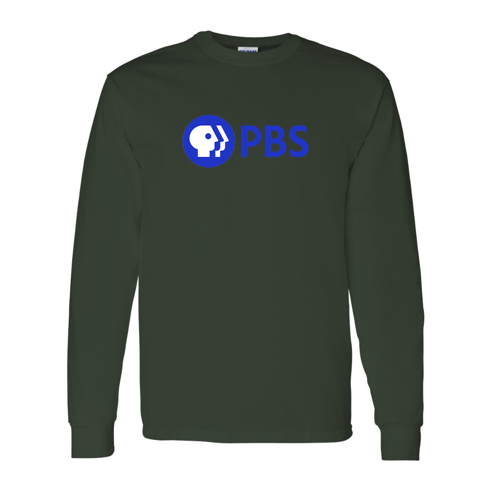 Men's PBS Blue Gildan Heavy Cotton Long Sleeve T-Shirt