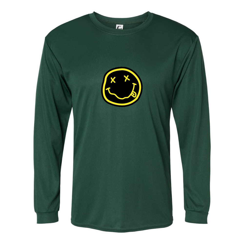 Men's Nirvana Yellow and Black Face Performance Long Sleeve T-Shirt