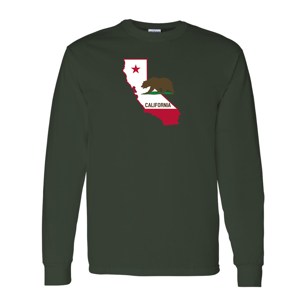 Men's  California Bear Map Gildan Heavy Cotton Long Sleeve T-Shirt