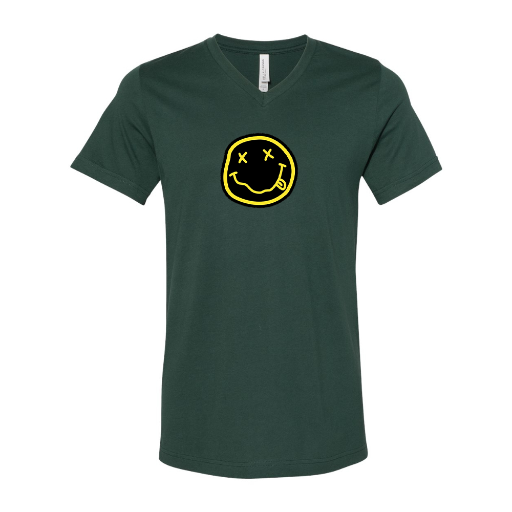 Nirvana Yellow and Black Face BELLA  CANVAS - Jersey V-Neck T-Shirt