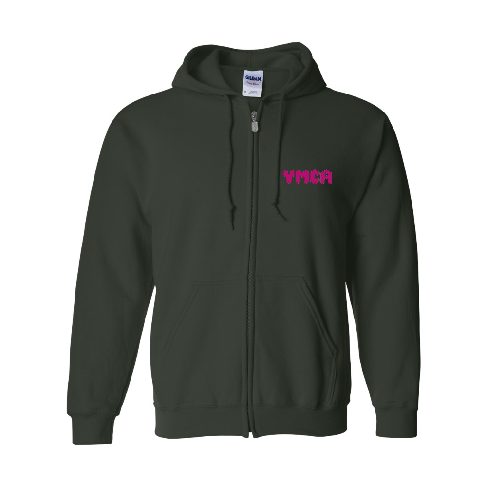 Men's YMCA Mauve Gildan  Heavy Blend Full Zip Hooded Sweatshirt