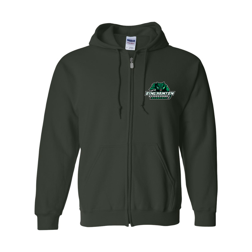 Men's Binghamton Bearcats Gildan  Heavy Blend Full Zip Hooded Sweatshirt