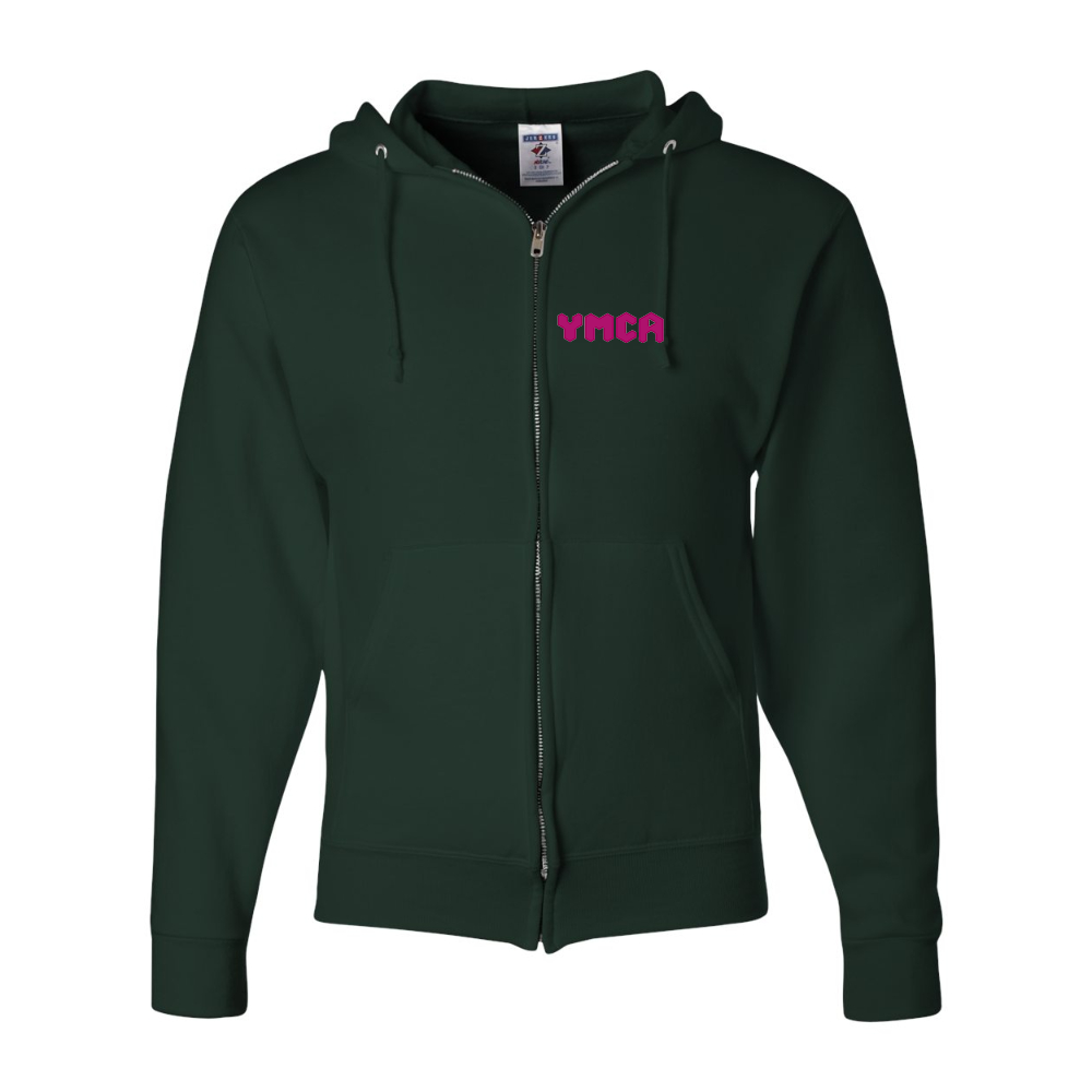 Men's  YMCA Mauve JERZEES NuBlend Full-Zip Hooded Sweatshirt