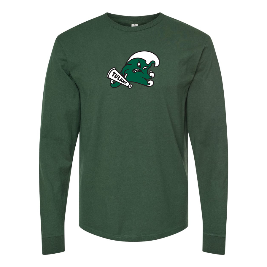 Men's Tulane Green Wave Logo  Cotton Long Sleeve T-Shirt
